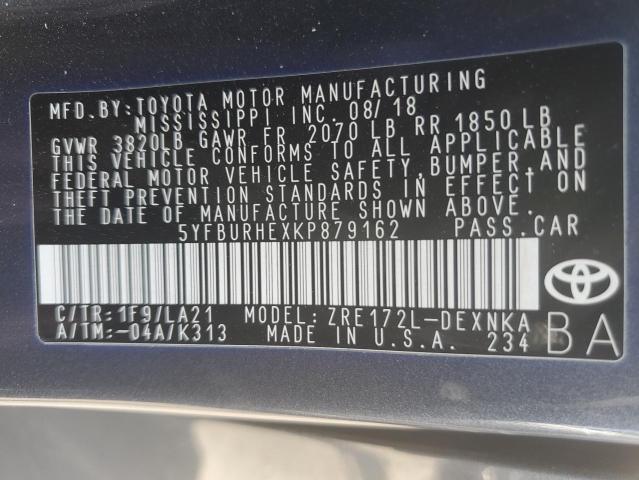 Photo 10 from auction – 2019 TOYOTA COROLLA L with VIN 5YFBURHEXKP879162
