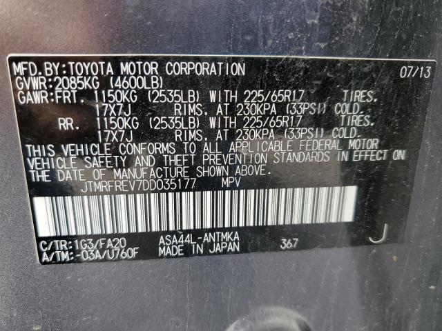 Photo 10 from auction – 2013 TOYOTA RAV4 XLE with VIN JTMRFREV7DD035177