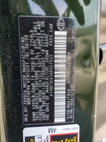 Photo 10 from auction – 2010 TOYOTA CAMRY BASE with VIN 4T4BF3EK3AR047022