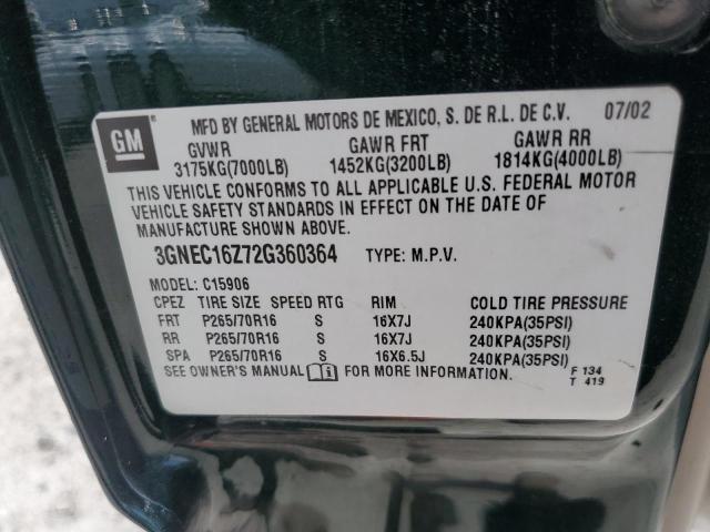 Photo 10 from auction – 2002 CHEVROLET SUBURBAN C with VIN 3GNEC16Z72G360364