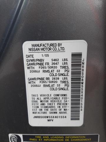 Photo 10 from auction – 2005 INFINITI FX45 with VIN JNRBS08W55X401554