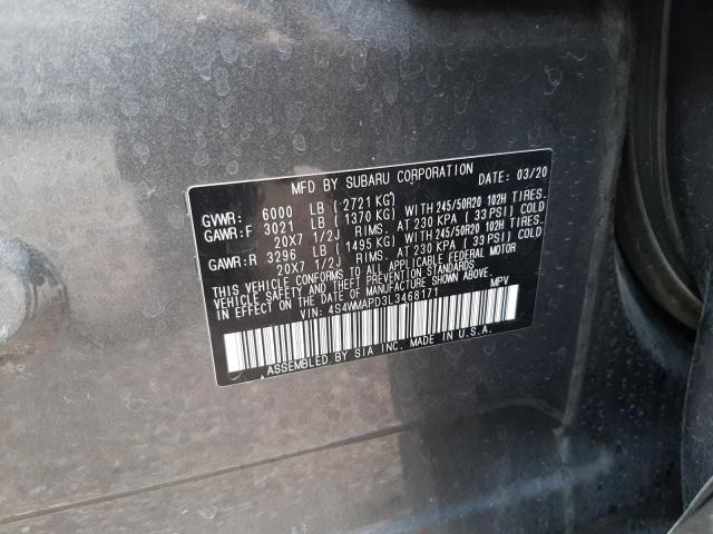 Foto 10 de la subasta – 2020 SUBARU ASCENT LIM con VIN 4S4WMAPD3L3468171