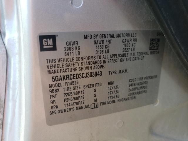 Photo 10 from auction – 2012 BUICK ENCLAVE with VIN 5GAKRCED3CJ303043