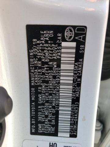 Photo 10 from auction – 2019 TOYOTA COROLLA L with VIN 2T1BURHE5KC183020