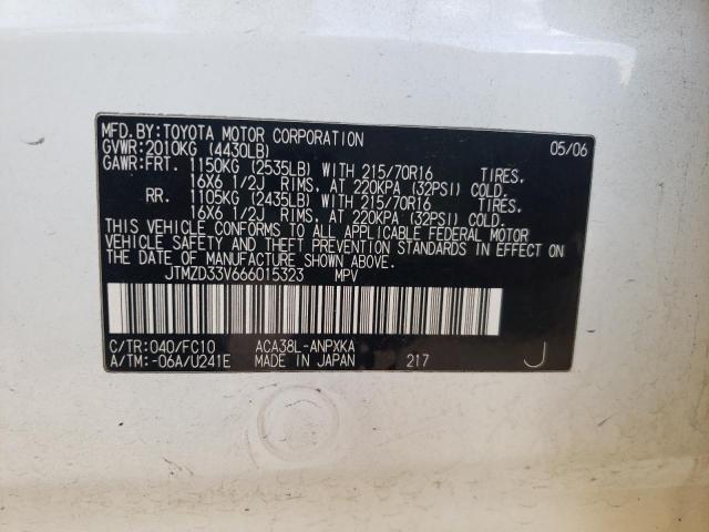 Photo 10 from auction – 2006 TOYOTA RAV4 with VIN JTMZD33V666015323