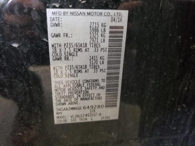 Photo 10 from auction – 2016 NISSAN PATHFINDER with VIN 5N1AR2MMXGC649280