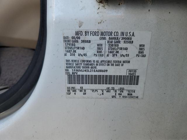 Photo 10 from auction – 2001 FORD EXCURSION with VIN 1FMNU42L21EA08609