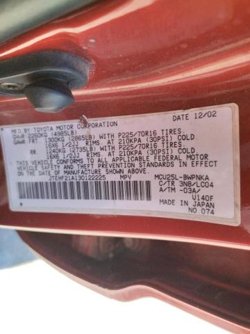 Photo 10 from auction – 2003 TOYOTA HIGHLANDER with VIN JTEHF21A130122225