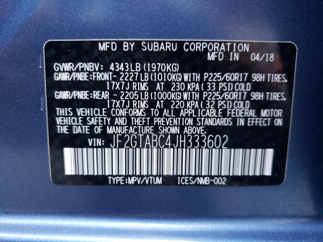 Photo 10 from auction – 2018 SUBARU CROSSTREK with VIN JF2GTABC4JH333602