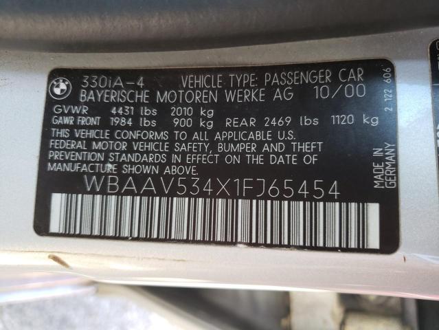 Photo 10 from auction – 2001 BMW 330 I with VIN WBAAV534X1FJ65454