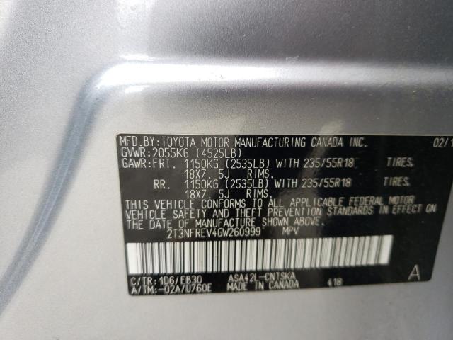 Photo 10 from auction – 2016 TOYOTA RAV4 SE with VIN 2T3NFREV4GW260999