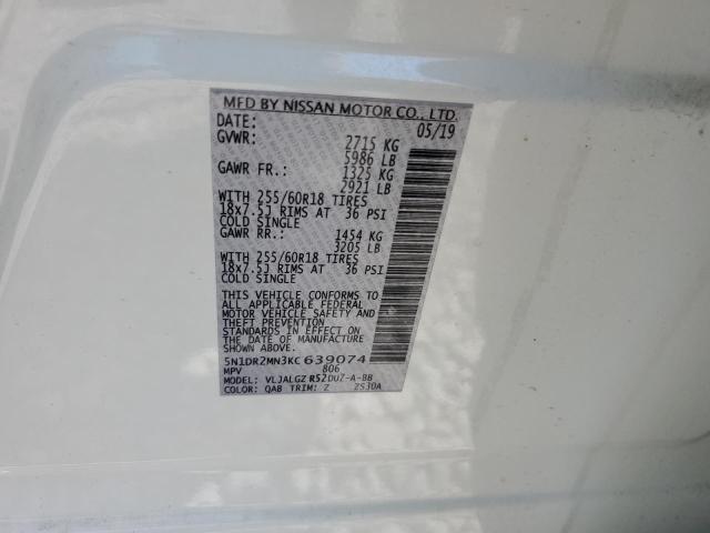 Photo 10 from auction – 2019 NISSAN PATHFINDER with VIN 5N1DR2MN3KC639074