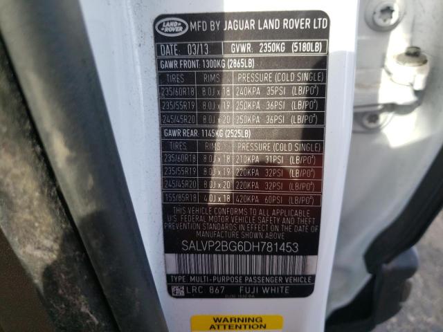 Photo 10 from auction – 2013 LAND ROVER RANGE ROVE with VIN SALVP2BG6DH781453