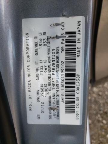 Photo 10 from auction – 2012 MAZDA 3 I with VIN JM1BL1UG3C1599102
