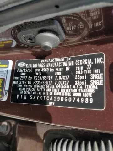 Photo 10 from auction – 2011 KIA SORENTO BA with VIN 5XYKTCA19BG074989