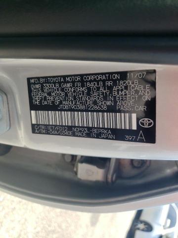 Photo 10 from auction – 2008 TOYOTA YARIS with VIN JTDBT903881228638