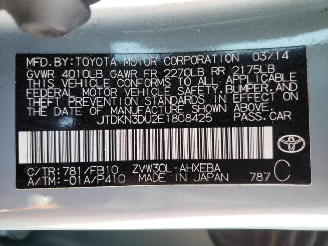 Photo 10 from auction – 2014 TOYOTA PRIUS with VIN JTDKN3DU2E1808425