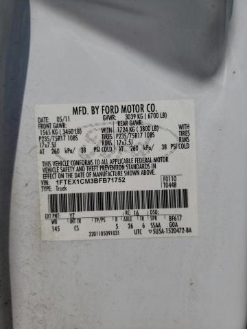 Photo 10 from auction – 2011 FORD F150 SUPER with VIN 1FTEX1CM3BFB71752