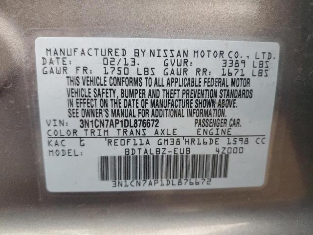 Photo 10 from auction – 2013 NISSAN VERSA S with VIN 3N1CN7AP1DL876672