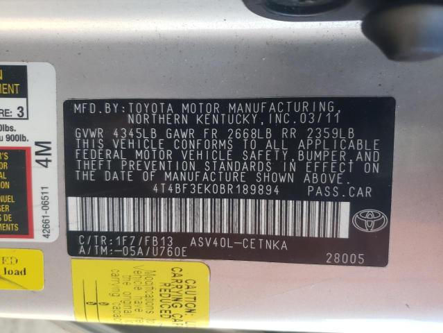 Foto 10 de la subasta – 2011 TOYOTA CAMRY BASE con VIN 4T4BF3EK0BR189894