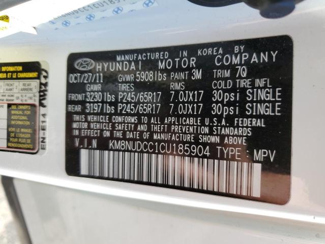 Photo 10 from auction – 2012 HYUNDAI VERACRUZ G with VIN KM8NUDCC1CU185904