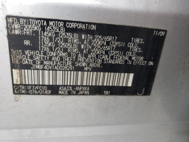 Photo 10 from auction – 2010 TOYOTA RAV4 with VIN JTMBF4DV1AD028291