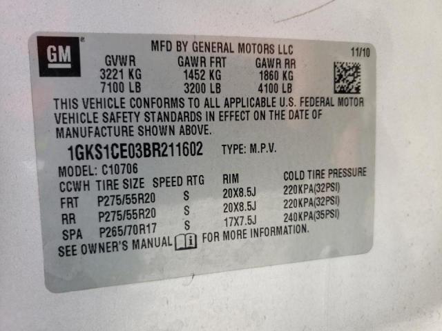 Photo 10 from auction – 2011 GMC YUKON SLT with VIN 1GKS1CE03BR211602