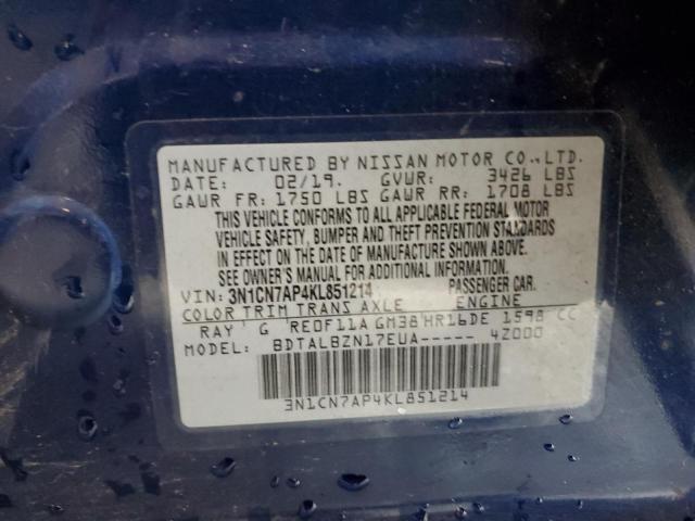 Photo 10 from auction – 2019 NISSAN VERSA S with VIN 3N1CN7AP4KL851214