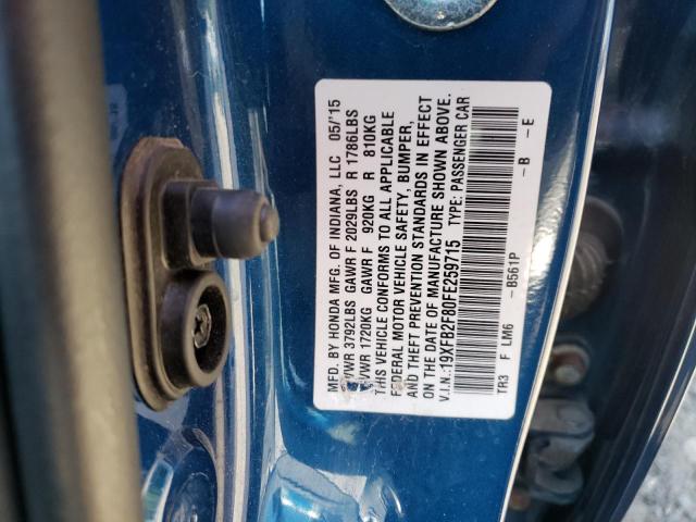 Photo 10 from auction – 2015 HONDA CIVIC EX with VIN 19XFB2F80FE259715