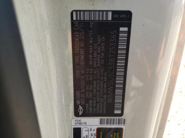 Photo 10 from auction – 2011 MINI COOPER with VIN WMWSU3C53BT253365
