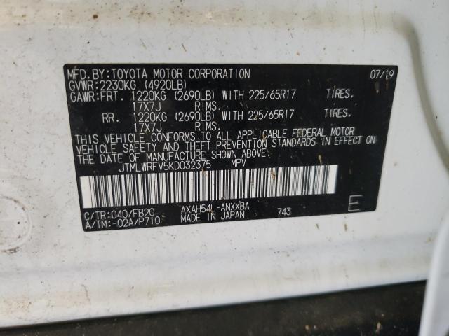 Photo 10 from auction – 2019 TOYOTA RAV4 LE with VIN JTMLWRFV5KD032375