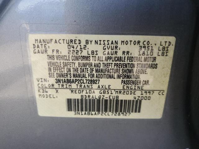 Photo 10 from auction – 2012 NISSAN SENTRA 2.0 with VIN 3N1AB6AP2CL728927