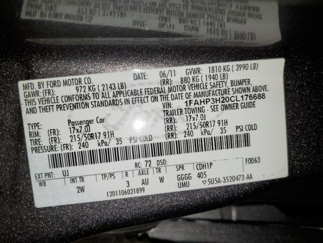 Photo 10 from auction – 2012 FORD FOCUS SEL with VIN 1FAHP3H20CL176688
