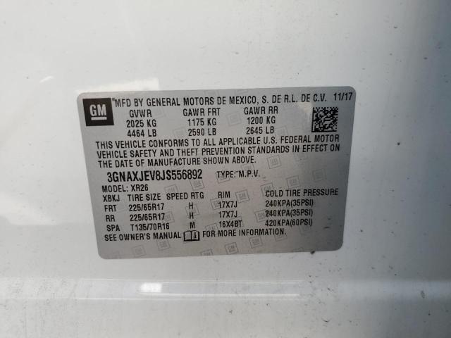 Photo 10 from auction – 2018 CHEVROLET EQUINOX LT with VIN 3GNAXJEV8JS556892