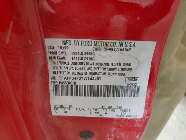 Photo 10 from auction – 2000 FORD FOCUS SE with VIN 1FAFP34P3YW163481