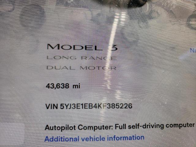 Photo 8 from auction – 2019 TESLA MODEL 3 with VIN 5YJ3E1EB4KF385226