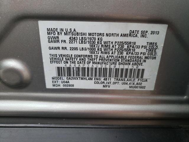 Photo 10 from auction – 2014 MITSUBISHI OUTLANDER with VIN 4A4AP3AU9EE011150