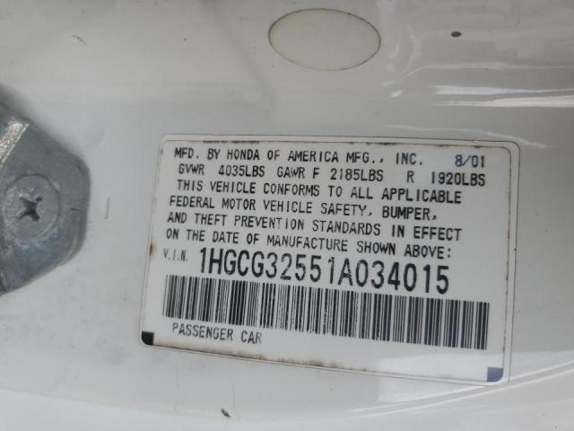 Photo 10 from auction – 2001 HONDA ACCORD EX with VIN 1HGCG32551A034015