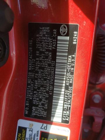 Photo 10 from auction – 2012 TOYOTA CAMRY BASE with VIN 4T1BF1FK5CU632152