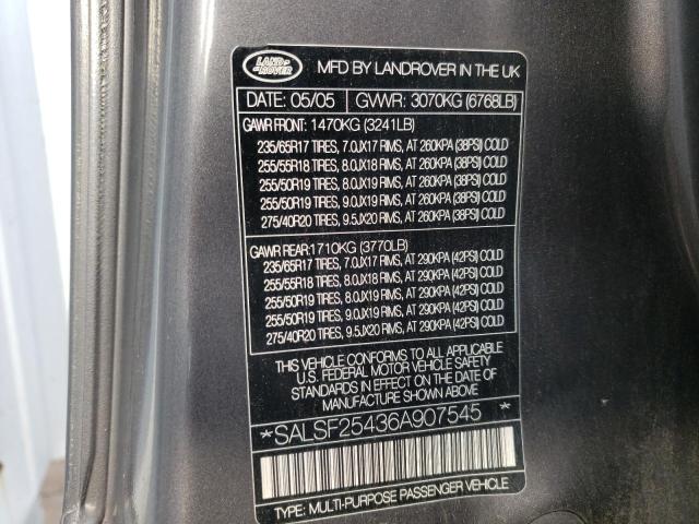 Photo 10 from auction – 2006 LAND ROVER RANGE ROVE with VIN SALSF25436A907545