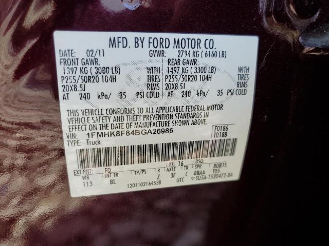 Photo 10 from auction – 2011 FORD EXPLORER L with VIN 1FMHK8F84BGA26986