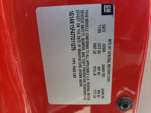 Photo 10 from auction – 2007 CHEVROLET COBALT LS with VIN 1G1AK15F477211276