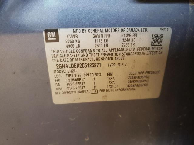 Photo 10 from auction – 2012 CHEVROLET EQUINOX LT with VIN 2GNALDEK2C6125971