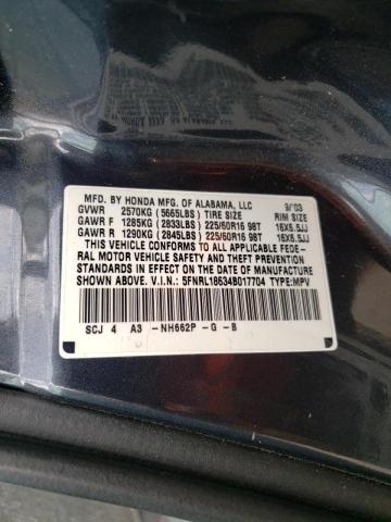 Photo 10 from auction – 2004 HONDA ODYSSEY EX with VIN 5FNRL18634B017704