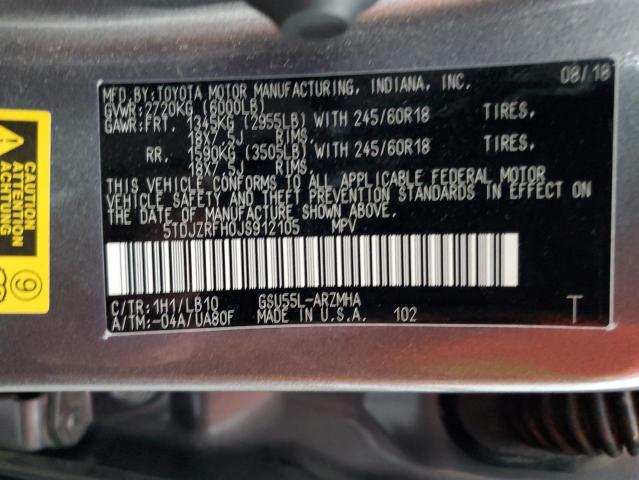 Photo 10 from auction – 2018 TOYOTA HIGHLANDER with VIN 5TDJZRFH0JS912105