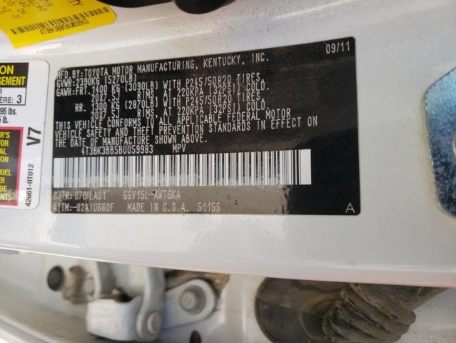 Photo 10 from auction – 2011 TOYOTA VENZA with VIN 4T3BK3BB5BU059983