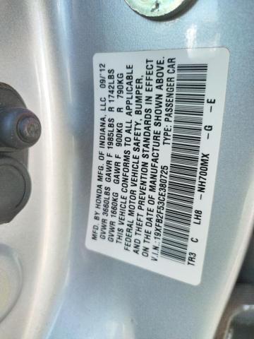 Photo 10 from auction – 2012 HONDA CIVIC LX with VIN 19XFB2F53CE380725