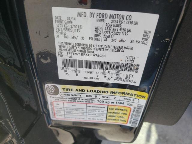 Photo 10 from auction – 2014 FORD F150 SUPER with VIN 1FTFW1EFXEFA75983