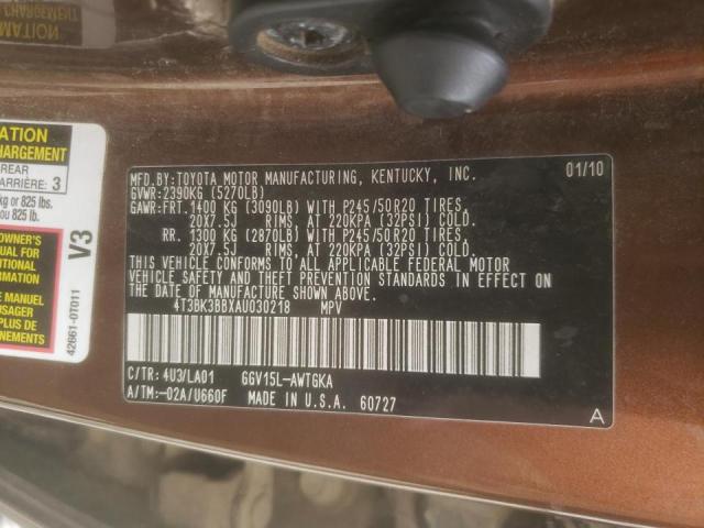 Photo 10 from auction – 2010 TOYOTA VENZA with VIN 4T3BK3BBXAU030218