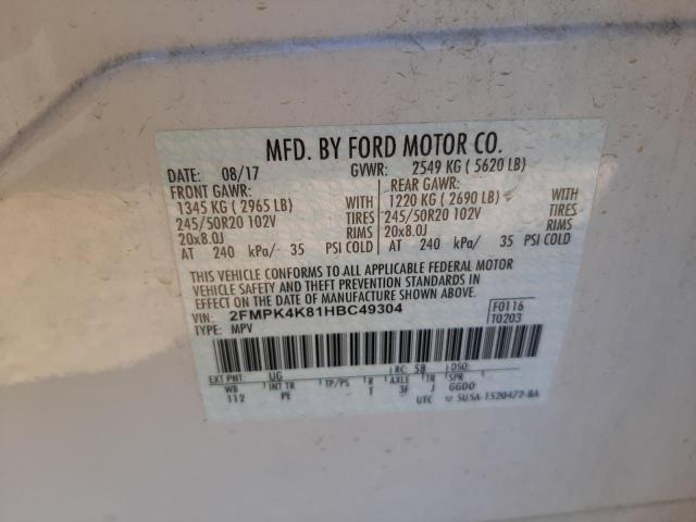 Photo 10 from auction – 2017 FORD EDGE TITAN with VIN 2FMPK4K81HBC49304